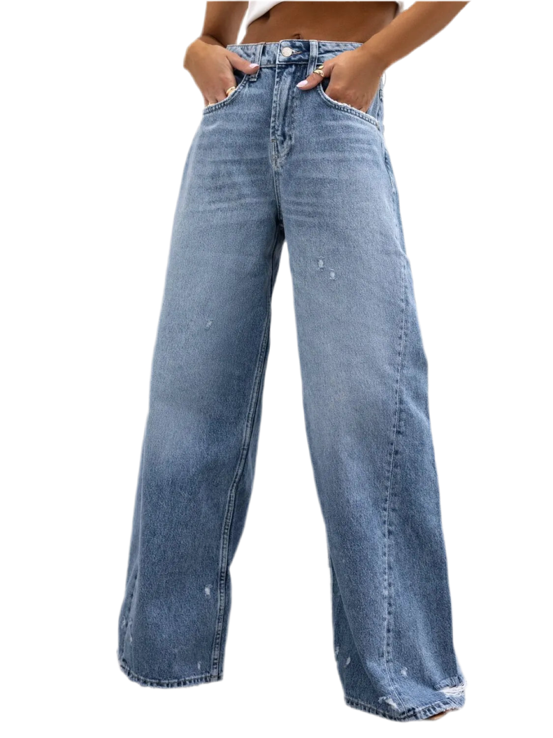 Distressed Wide Leg Jeans