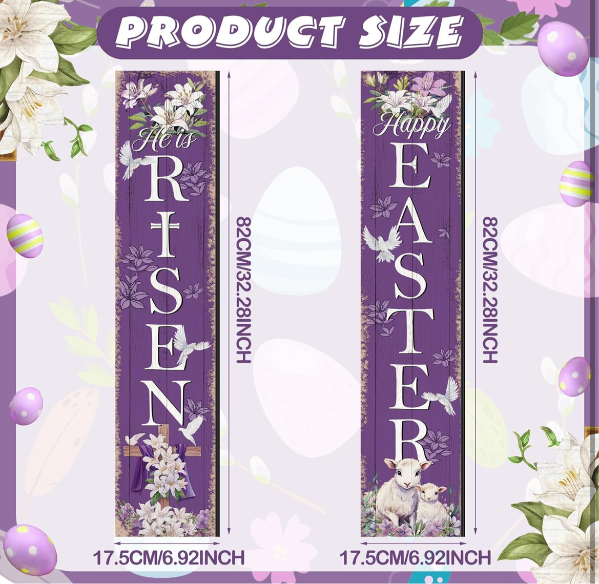 2 Pieces Large Easter Hanging Sign