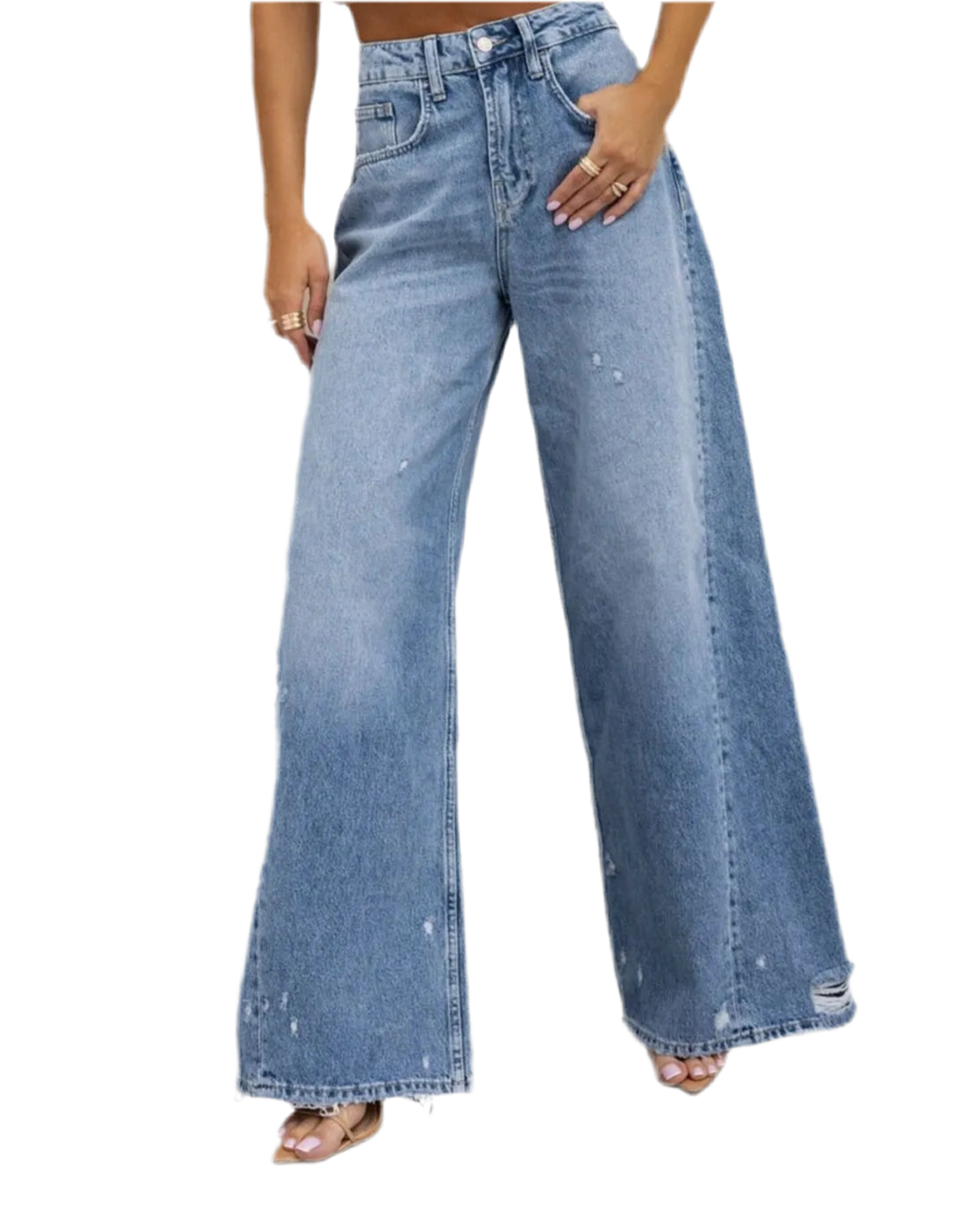 Distressed Wide Leg Jeans