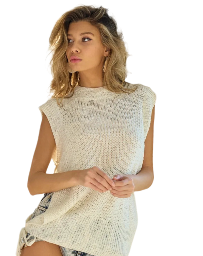 BiBi Tied Open Side Detailed Knit Tank Top