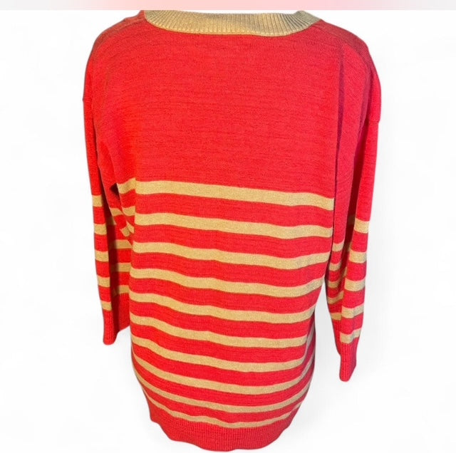 Red and Gold striped Sweater