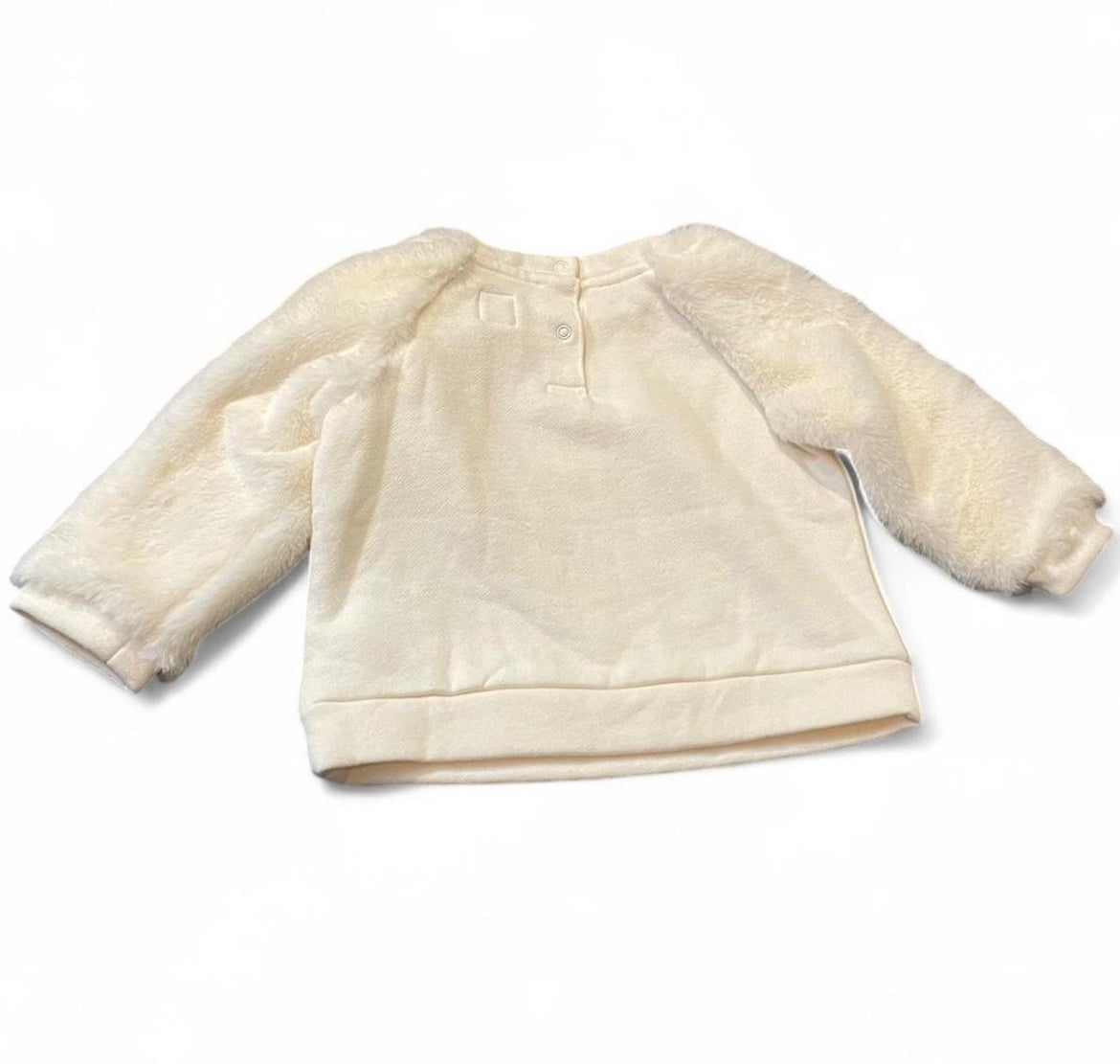 GAP Cream Fuzzy Sleeve Sweatshirt