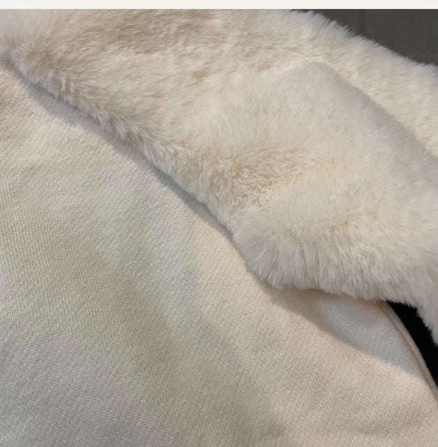 GAP Cream Fuzzy Sleeve Sweatshirt