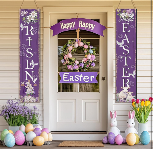 2 Pieces Large Easter Hanging Sign