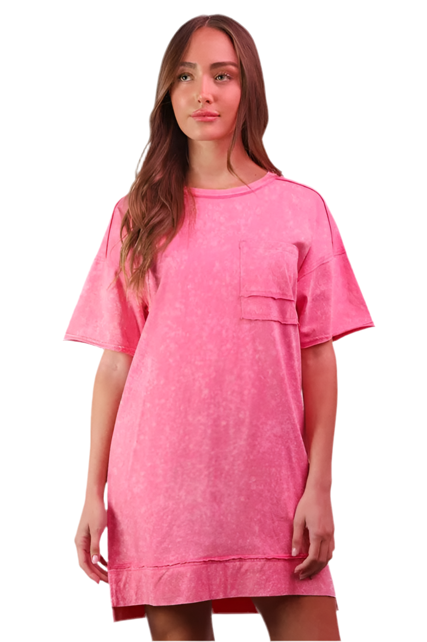 VERY J Plus Size Mineral Washed Knit Shift Mini Dress