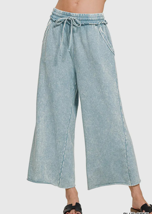 Washed French Terry Palazzo w/ Pockets