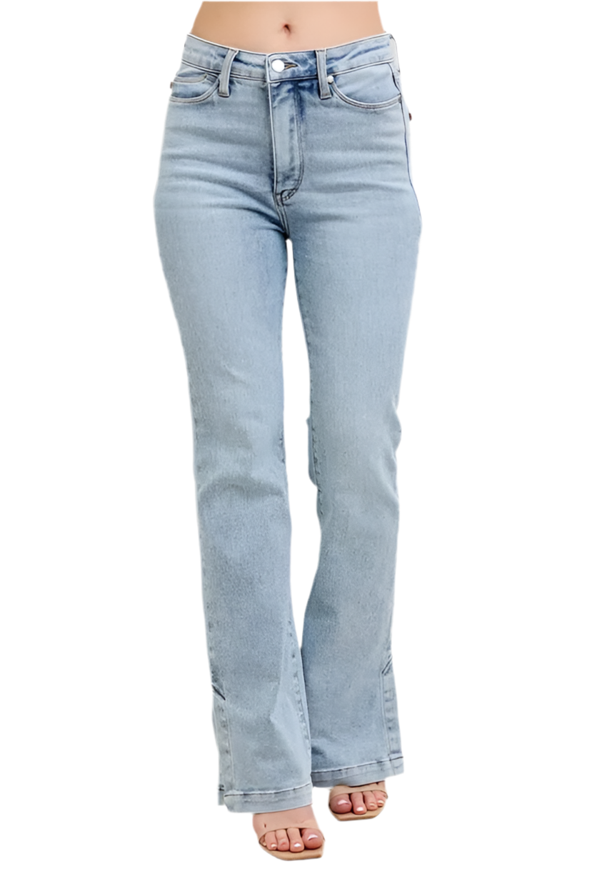 Judy Blue Full Size Tummy Control Vintage Wash Side Slit Slim Boot Jeans Plus Size
