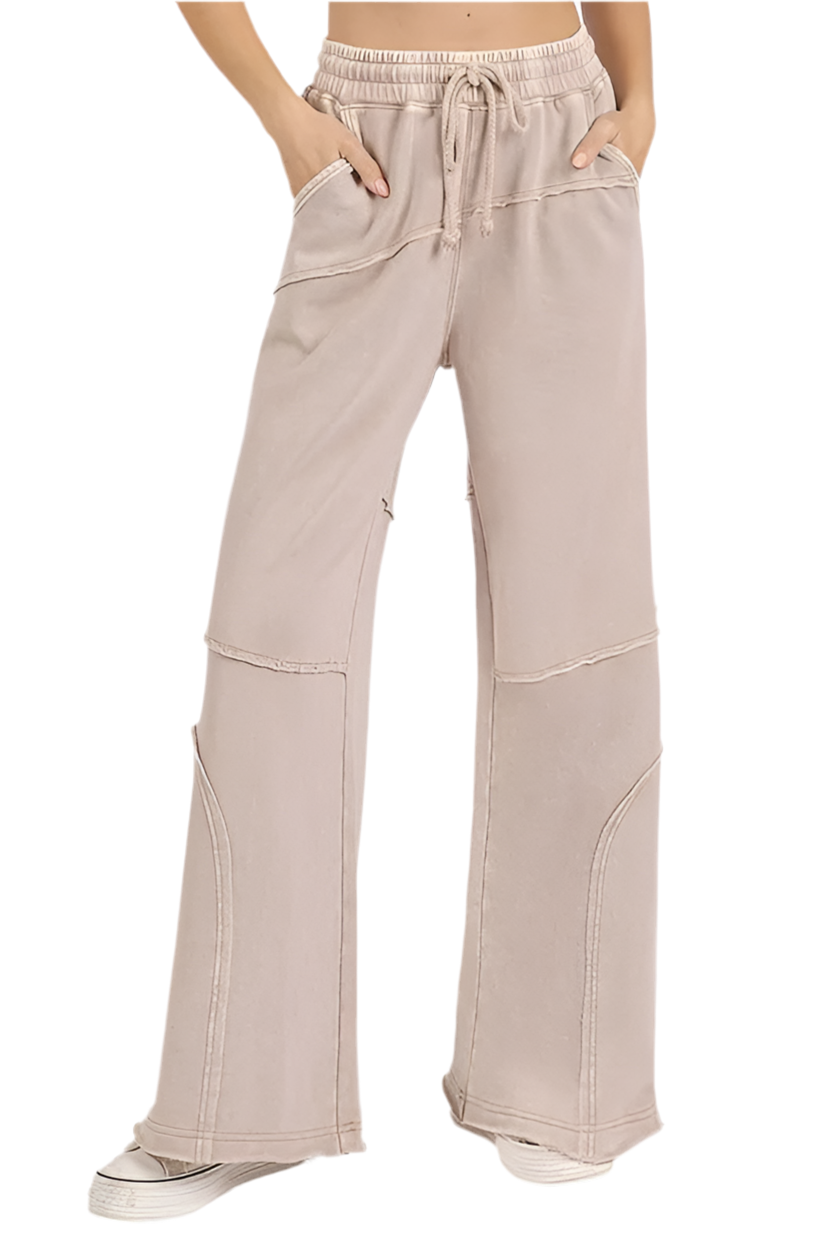 Mittoshop Asymmetric Seam Mineral Wash Elastic Waist Pants