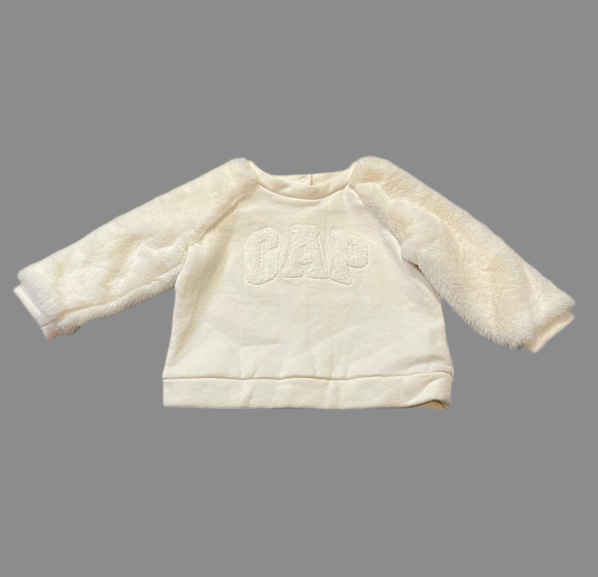 GAP Cream Fuzzy Sleeve Sweatshirt