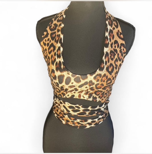 Diosa Animal Print Halter Crop Top