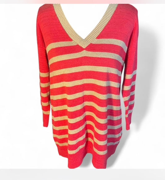 Red and Gold striped Sweater